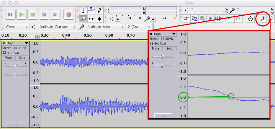 Sample rate as seen using Audacity
