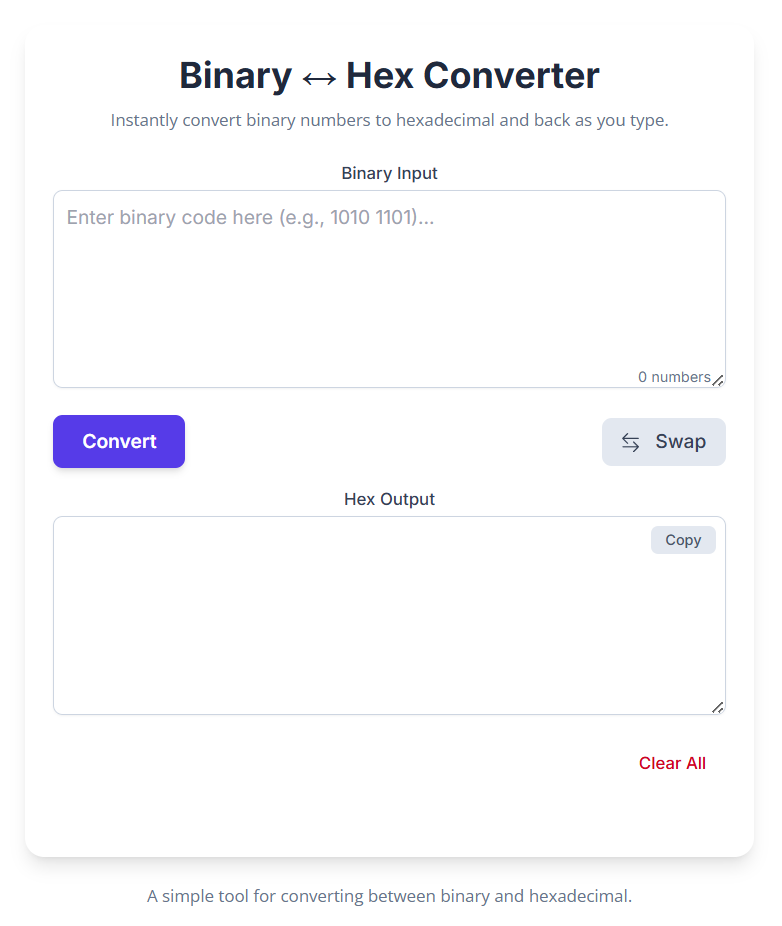 Binary to hex converter